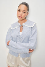 Load image into Gallery viewer, Pretty Garbage Lace Trim Tie Front Collar Cardigan
