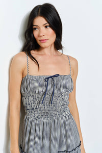 Gingham Smocked Waist Maxi Dress