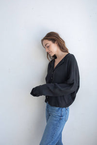 Soft Lightweight Black Piper Cardigan