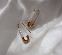 Load image into Gallery viewer, Pearl Safety Pin Earrings

