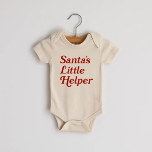 Cream "Santa's Little Helper" Organic Baby Bodysuit