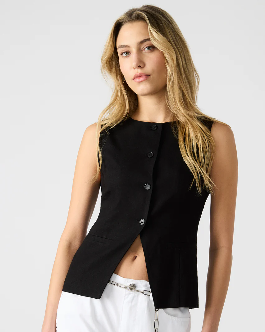 Steve Madden Wesley Linen Button-Up Vest