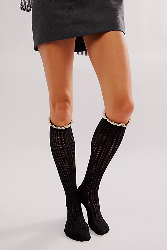 Free People Misty Pointelle Tall Sock