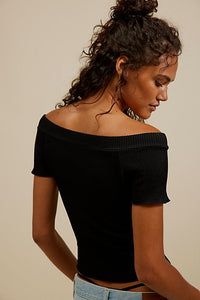 Free People  Ribbed Seamless Off Shoulder Tee