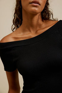 Free People  Ribbed Seamless Off Shoulder Tee