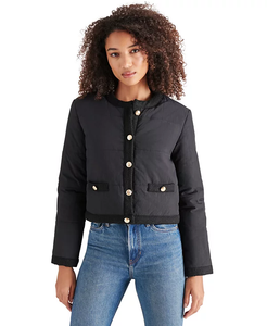 Steve Madden Coppelia Tweed-Trim Puffer Jacket