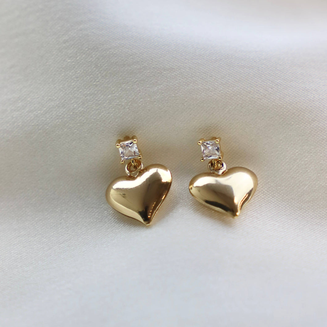 PUFF HEART AND CZ STUD