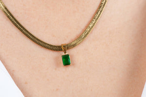 Harrod's Herringbone Charm Necklace- Green