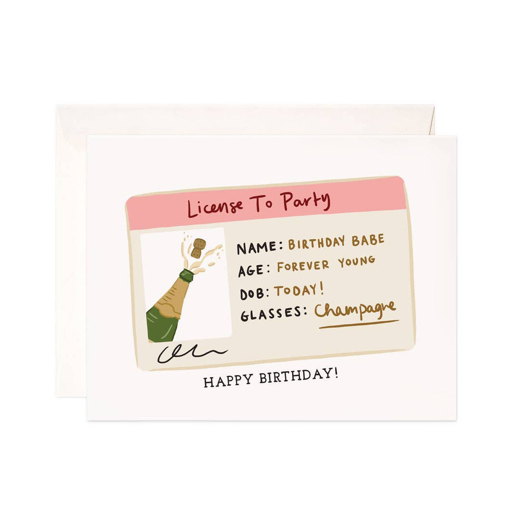 Birthday License Greeting Card - Champagne Birthday Card