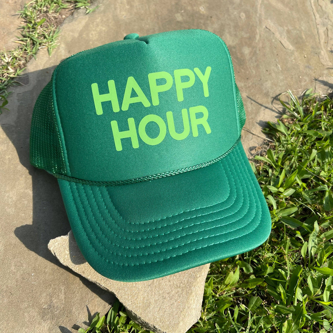 Happy Hour Trucker Hat | Monochrome: Kelly