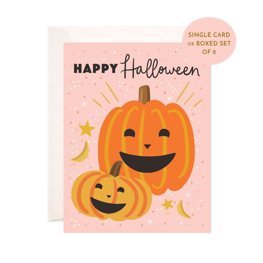 Smiling Pumpkins Greeting Card - Halloween Card