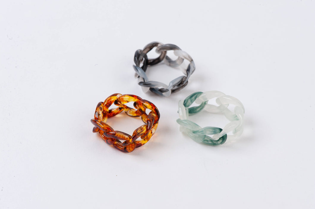 Jade Chain Boho Resin Ring