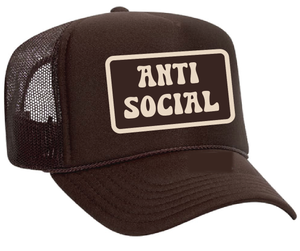 Anti Social Trucker Hat: Brown