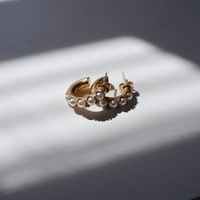 Load image into Gallery viewer, Nori Hoops | Pearl Hoop Earrings
