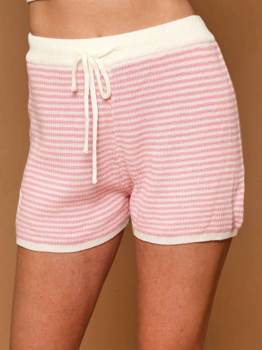 Peach Love Knit Striped Short