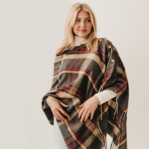Pretty Simple Plaid Button Scarf